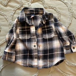 Old Navy infant blue plaid shirt.